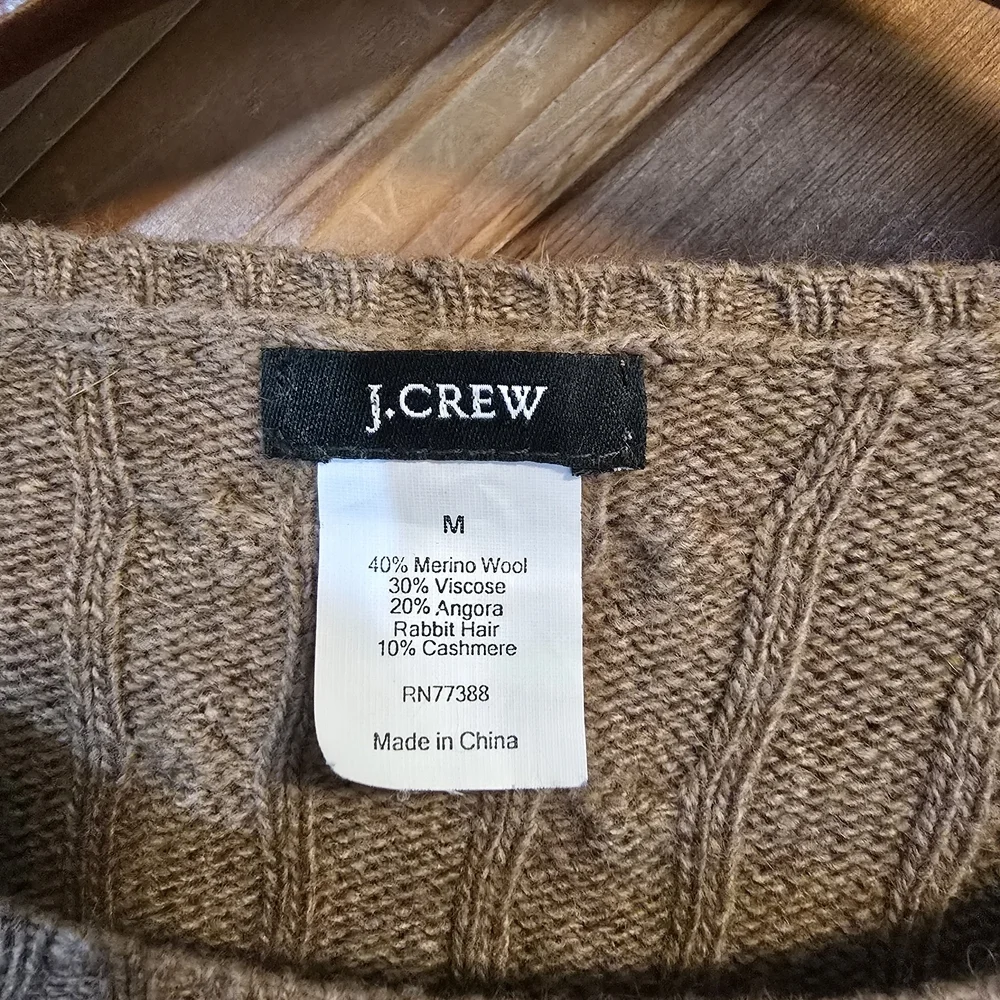 J. Crew Women's Merino Blend Cable Knit Sweater - Tan Size Medium